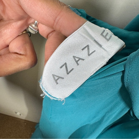 Azazie Blue Teal Wedding Guest Bridesmaid Long Formal Event Dress Missing Size - Picture 8 of 14